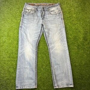 Rock Revival Jeans Jerret Boot Mens Size 34x30 Denim Western Light Wash